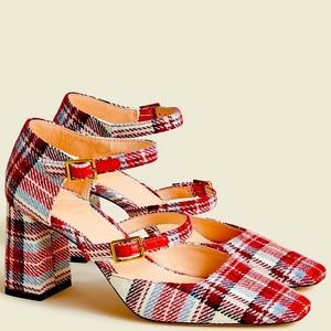 (NWT) J. Crew Marta double-strap pumps in plaid - size 10